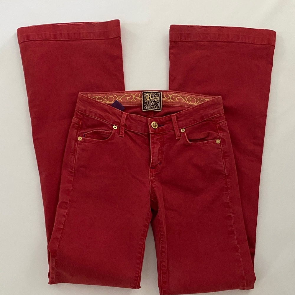 Rich & Skinny Women’s Jeans Flare Leg Pants Red size 24 - Picture 6 of 11